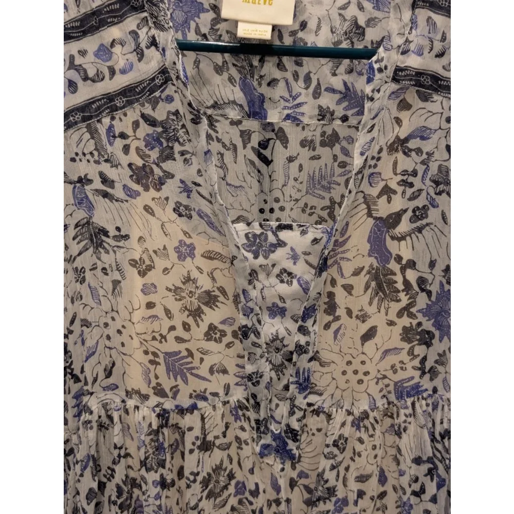 Women's Maeve Floral Print Mini Dress Size 2 White Blue - Picture 2 of 9
